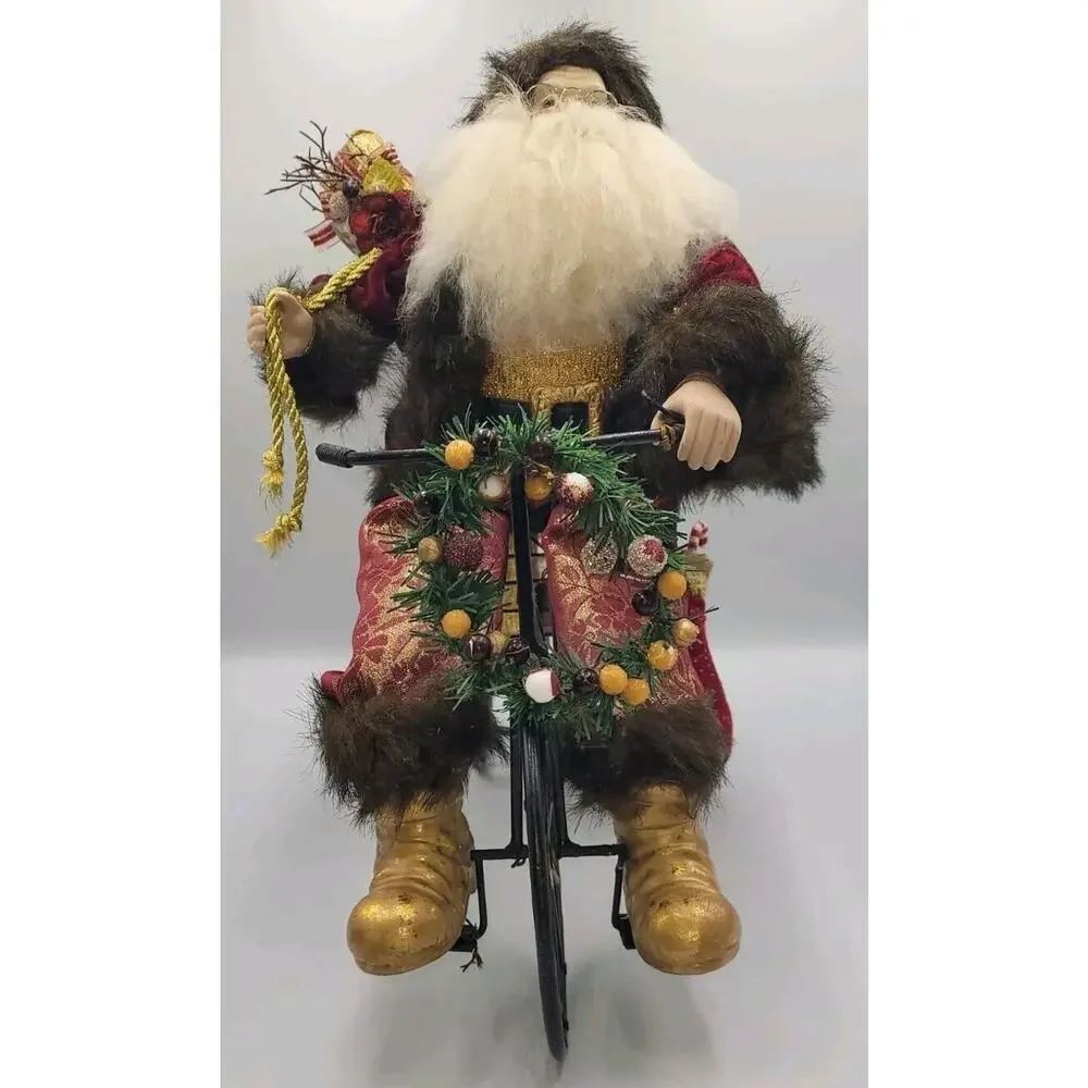 Vintage Large Porcelain Face Santa Claus Riding Tricycle Presents 16